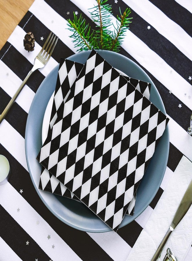 Whaline 80Pcs Black White Plaid Paper Napkin Disposable Party Napkin Dessert Dinner Hand Napkin For Holiday Birthday Party Supplies - Image 4